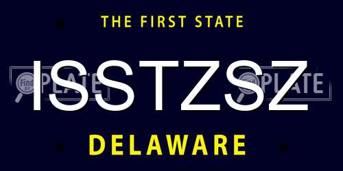 ISSTZSZ Delaware License Plate