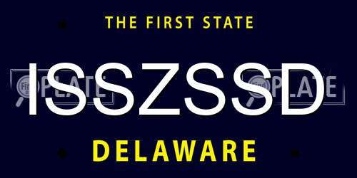 ISSZSSD Delaware License Plate