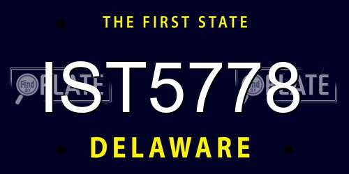 IST5778 Delaware License Plate