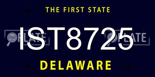 IST8725 Delaware License Plate