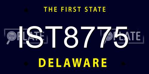 IST8775 Delaware License Plate