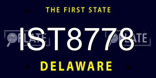 IST8778 Delaware License Plate