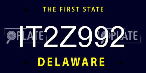 IT2Z992 Delaware License Plate