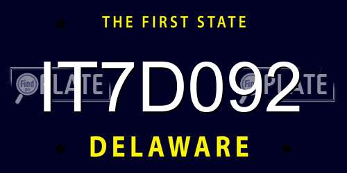 IT7D092 Delaware License Plate