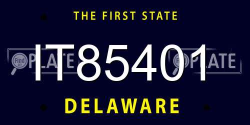 IT85401 Delaware License Plate