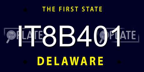 IT8B401 Delaware License Plate