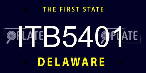ITB5401 Delaware License Plate