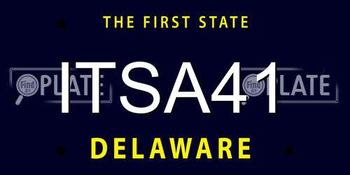 ITSA41 Delaware License Plate