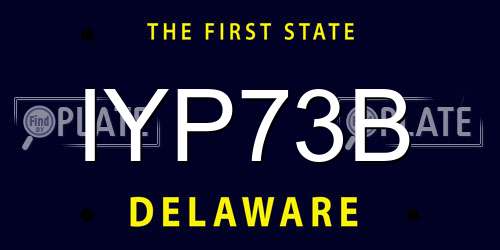 IYP73B Delaware License Plate