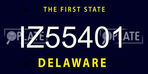 IZ55401 Delaware License Plate