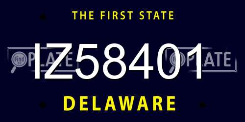 IZ58401 Delaware License Plate