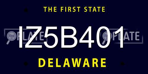 IZ5B401 Delaware License Plate