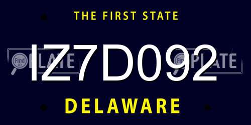 IZ7D092 Delaware License Plate