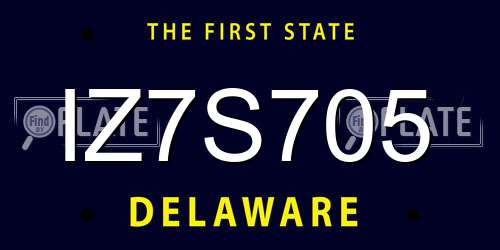 IZ7S705 Delaware License Plate