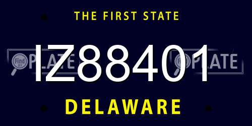 IZ88401 Delaware License Plate