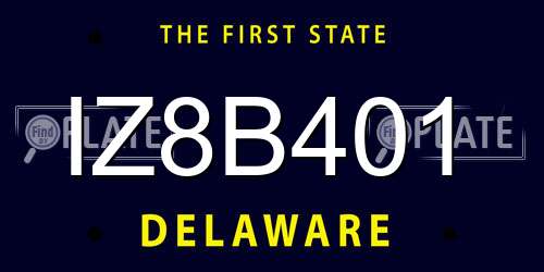 IZ8B401 Delaware License Plate