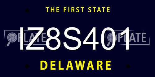 IZ8S401 Delaware License Plate