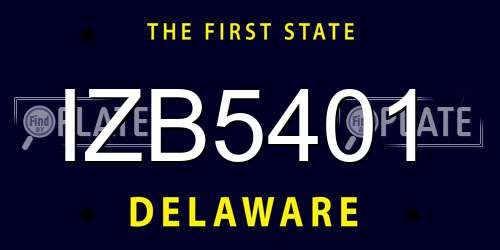 IZB5401 Delaware License Plate