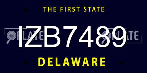 IZB7489 Delaware License Plate