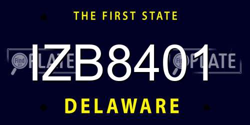 IZB8401 Delaware License Plate