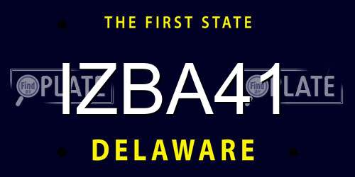 IZBA41 Delaware License Plate