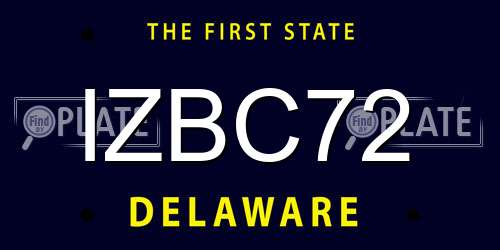 IZBC72 Delaware License Plate
