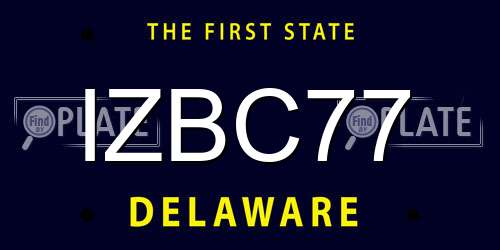 IZBC77 Delaware License Plate