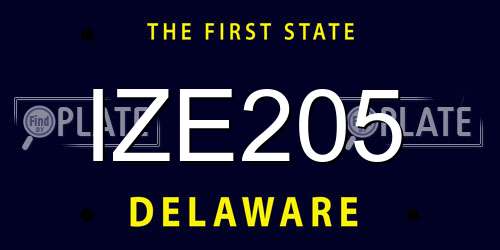 IZE205 Delaware License Plate
