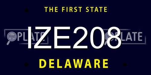 IZE208 Delaware License Plate