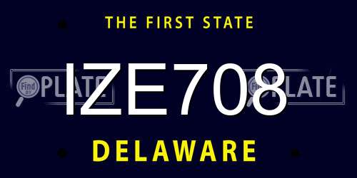 IZE708 Delaware License Plate