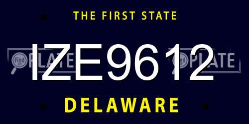IZE9612 Delaware License Plate