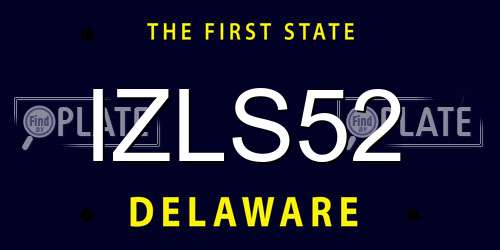 IZLS52 Delaware License Plate