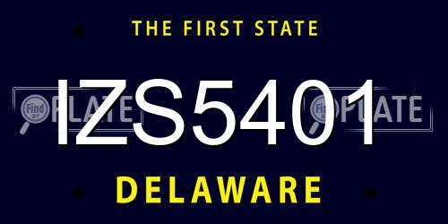 IZS5401 Delaware License Plate