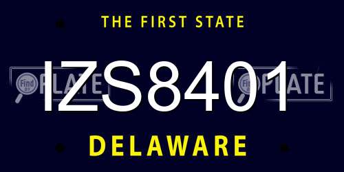 IZS8401 Delaware License Plate