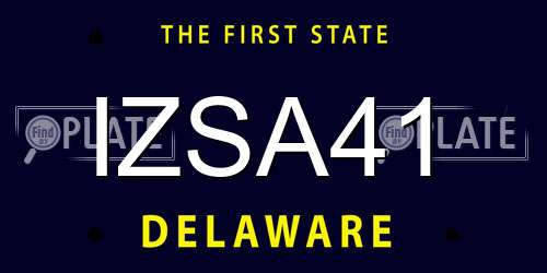 IZSA41 Delaware License Plate