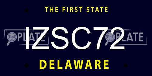 IZSC72 Delaware License Plate