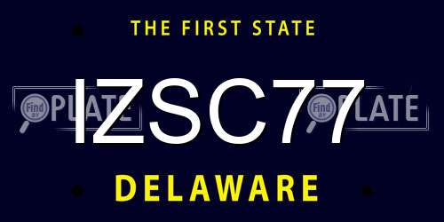 IZSC77 Delaware License Plate