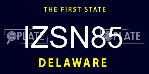 IZSN85 Delaware License Plate