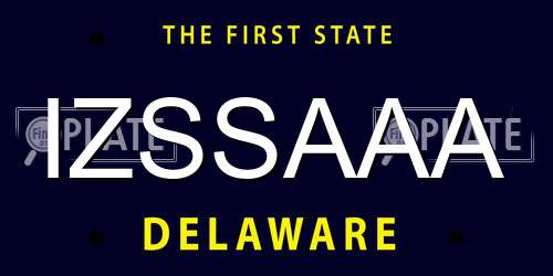 IZSSAAA Delaware License Plate
