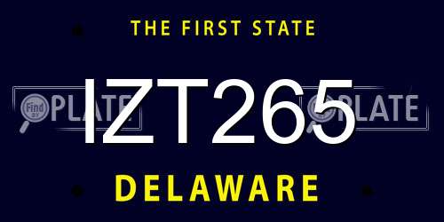 IZT265 Delaware License Plate