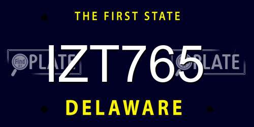 IZT765 Delaware License Plate