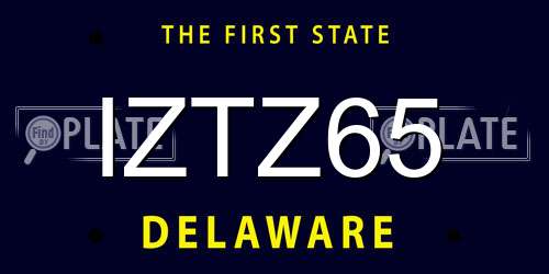 IZTZ65 Delaware License Plate