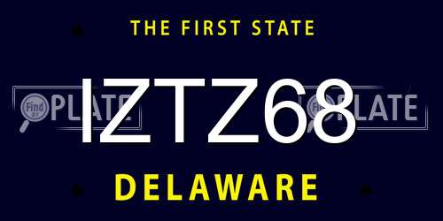 IZTZ68 Delaware License Plate