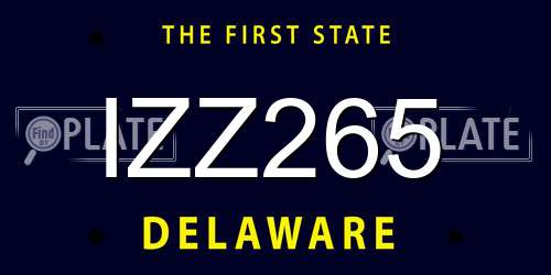 IZZ265 Delaware License Plate