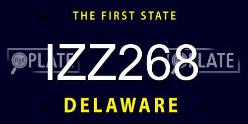 IZZ268 Delaware License Plate