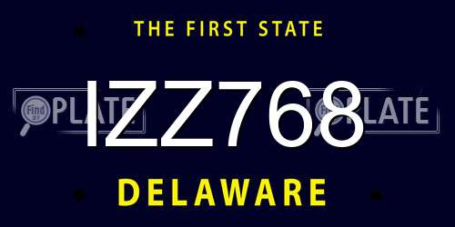 IZZ768 Delaware License Plate