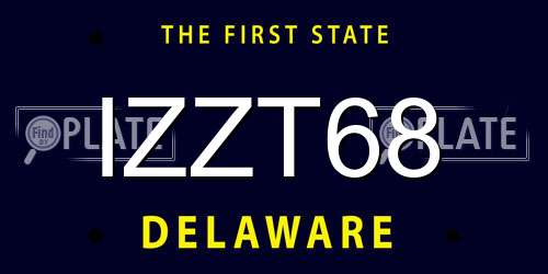 IZZT68 Delaware License Plate