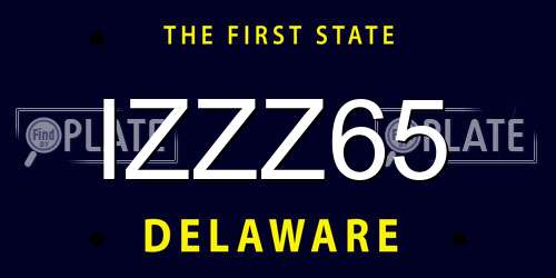 IZZZ65 Delaware License Plate