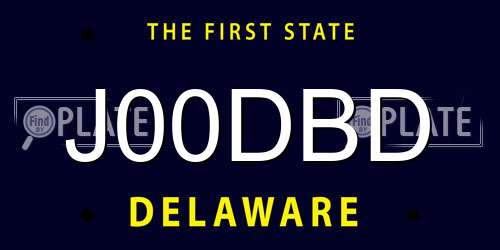 J00DBD Delaware License Plate