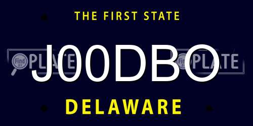 J00DBO Delaware License Plate